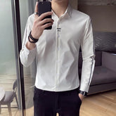 Threebooy Autumn New Men's Long-sleeved Shirts Handsome Versatile Casual Iron-free Long-sleeved Shirts Men