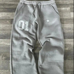 Threebooy Baggy Pants Washed Casual Pants 07 Printed Trousers Loose Y2k American Street New Style Couple's Sweatpants Elastic Waist Women