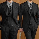 Threebooy Men's Suits 3 Pieces Blazer Vest Pants Bow Collar Single Breasted Buckle Work Wear Bussiness Wedding