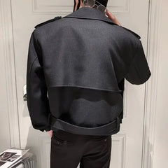 Threebooy Short Men's Overcoat Jackets Slim Fit Windbreaker Casual Male Coats Korean Vintage