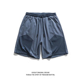 Threebooy Sports Casual Shorts Oversize New Street Stitching Hit Color Straight Wide Leg Pants Trendy Fashion Short Pants for Mens Summer