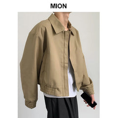 Threebooy Autumn Clothing Men's Fashion Leisure Zipper Jacket Streetwear Turn-down Collar Korean Harajuku Long Sleeve Luxury Coat