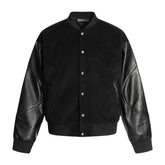 Threebooy Vintage Patchwork PU Leather Jackets Mens Streetwear Hip Hop Varsity Baseball Coats Harajuku Loose Casual Fashion Jackets Male