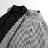 Threebooy Men's Autumn/Winter Casual Thickened Knitted Top Grey Cardiganzip-up Sweater Jacket Stand Collar Polo/Turtle Neck Fashion