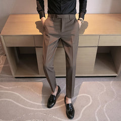 Threebooy Men Suit Pants High Quality Men Solid Color Slim Fit Dress Pants Slim Fit Office Business Men Trousers Plus Size 28-36