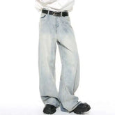 Threebooy Washed Male Jeans Korean Fashion Worn Out Gradient Color Men's Denim Straight Pants Men Wide Leg Trousers Spring New