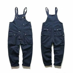 Threebooy Japanese Retro Loose Work Clothes Overalls Korean Jumpsuit High-end Men's Hip-hop Wide-leg Vintage Suspender Pants