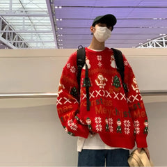 Threebooy Winter Hip Hop New Line Loose Oversize Fashion Male and Female Lovers Same Red Korean Outwear Sweater