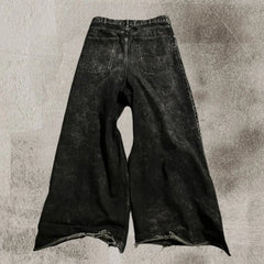 Threebooy New Black Ripped Baggy Jeans Goth Retro Y2k Denim Pants Men and Women Casual Hip Hop Straight Wide Leg Trousers Streetwear