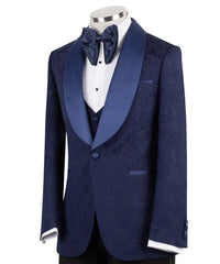 Threebooy Modern Men's Suit 3 Pieces Blazer Vest Pants Jacquard Business Formal Work Wear Wedding Groom Tuxedos