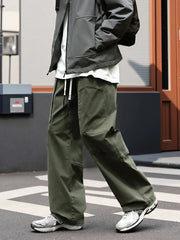 Threebooy Autumn New Cargo Pants Men with 5 Pockets 100% Cotton Workwear Wide Leg Baggy Pants Casual Straight Trousers Plus Size 8XL