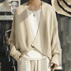 Threebooy Shawl Outerwear Sweater Casual Campus Knit Sweater Genderless Autumn Fashion Solid Color Elegant Cardigan Long-Sleeve Top Unisex