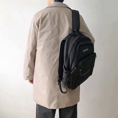 Threebooy Spring Autumn Men's Single-breasted Trench Medium-length Trendy Brand Loose-fit British Style Korean Version Trendy Jacket