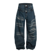 Threebooy Patchwork Design Jeans Mens Streetwear Punk Y2k Jeans Trousers Men Harajuku Vintage 2025 New Baggy Wide-leg Denim Pants Male