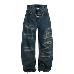 Threebooy Patchwork Design Jeans Mens Streetwear Punk Y2k Jeans Trousers Men Harajuku Vintage 2025 New Baggy Wide-leg Denim Pants Male