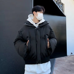 Threebooy Inter Fashion New Loose and Thick Cotton Clothes Stand Collar Cotton Jacket Short Cotton Jacket