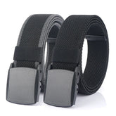 Threebooy 95cm-120cm Metal-free Elastic Belts for Men Women Hard Plastic Buckle Stretch Belt Male Trouser Girdles Waistband Black