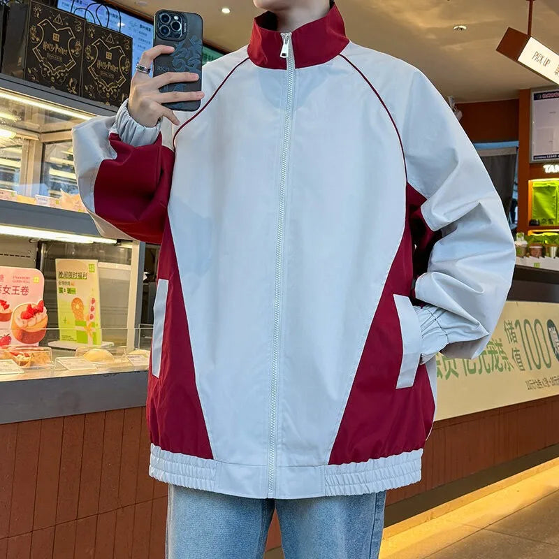 Threebooy Men Checkered Casual Pants American Retro Loose Straight Pants Man Fashion Plaid Streetwear Spring New Hip Hop TrousersFashion Spring New Jackets Men Stand Collar Casual Patchwork Color Jacket Men Outwear Clothing Men's Loose Pilot Jacket