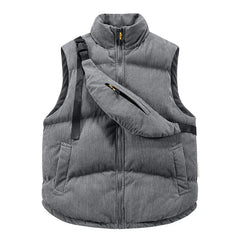 Threebooy Autumn winter corduroy hot item stand up collar new cotton vest with shoulder bag fashion jacket vest