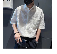 Threebooy Fashionable Brand Handsome Loose High-end Design Short-sleeved Shirt Men's Shirt