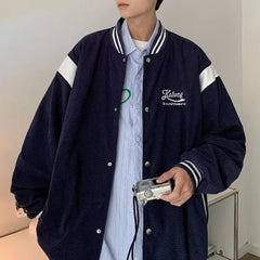 Threebooy Embroidered Letters Loose Fashion Trend Youth Leisure Waffle Baseball Jacket Spring And Autumn New Street Fashion Jacket Men