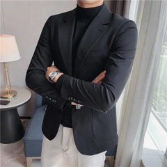 Threebooy Men's Slim Fit Suit Top Double Split Two Button Suit Coat Business Casual Dual Use Jacket High Quality Authentic Suit Coat
