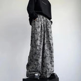 Threebooy Retro Cashew Flower Print Fashion Drape Wide-Leg Pants Unisex 2025 Spring Summer Fashion Niche Design Luxury Mopping Pants Men