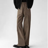 Threebooy Korean Elegant Pants Fake Pocket Decoration Wide-leg Pants Autumn New American Style Design Sense Spliced Straight Suit Trousers