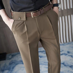 Threebooy Spring New Solid Ankle Length Business Formal Wear Men Clothing Dress Pants Slim Fit Casual Office Trousers 28-36