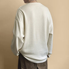 Threebooy Spring New Striped Textural T-shirt For Men Long Sleeve Simple All-match Tops Korean Casual Solid Color Male Female Loose Tees