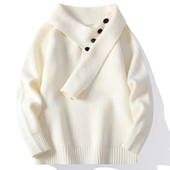 Threebooy 2025 New Autumn Fashion Knit Pullovers Men Solid Color V-Neck Casual Knitted Sweater Mens Loose Streetwear Pullover Sweaters Man