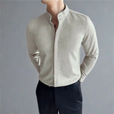 Threebooy Men's Woolen Long-sleeved Shirt Warm Autumn and Winter Large Size Slim Light Luxury Versatile Handsome Shirt