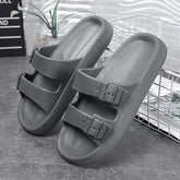 Threebooy Soft Soles Indoor Home Slippers Men Adjustable Double Buckle Non-Slip Summer Beach Sandals Man Comfortable Thick Bottom Platform