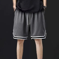 Threebooy Plus Size Elastic Waist Loose Casual Sports Shorts Men's Summer Striped Patchwork Youth Fashion Shorts Trend Korean Men Clothing