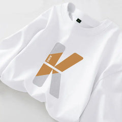 Threebooy Korean Youth Trend Men's Spring and Autumn New Splicing Letter Loose Fashion Versatile Minimalist Casual Long Sleeve Top