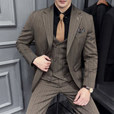 Threebooy High-quality, fashionable, stylish, versatile and trendy casual business suit set, men's three-piece British business suit