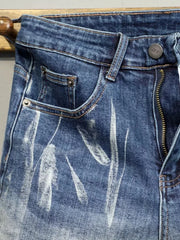 Threebooy New Summer Classic Fashion Retro Blue Denim Shorts Men's Casual Loose Straight Leg Stretch Sports High Quality Shorts 28-36