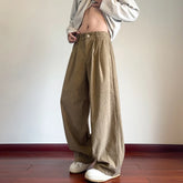 Threebooy Autumn Corduroy Pants Men Fashion Retro Casual Pants Men Japanese Streetwear Hip-hop Loose Wide Leg Pants Mens Vintage Trousers