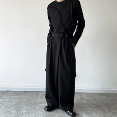 Threebooy Straight Leg Pants Personalized Korean Style Men's Wide Legs Trousers Solid Color Casual 2024 New Summer Fashion