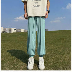 Threebooy Men's Loose Trousers Cotton Linen Fashion Casual Long Pants Breathable Straight Joggers Harem Trousers Clothing A017
