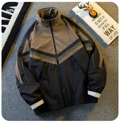 Threebooy American Stand-up Collar Color-blocked Workwear Jacket Men Spring Autumn Trendy Sun Protection Stitching Mountaineering Jacket