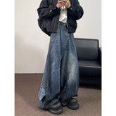 Threebooy Hip hop high street men and women trendy hip-hop straight leg washed jeans for couples loose retro casual wide leg pants Y2K