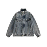 Threebooy Vintage American Denim Jacket Men Women Autumn Winter New Loose Korean Style Trendy Fashion Tops High-end Niche Jacket Urban
