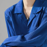 Threebooy Spring Clothing Men's Korean Casual Luxury Texture Shirts Vintage Loose Suit Collar Buttons Solid Color Long Sleeve New