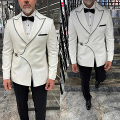 Threebooy Classic Design Men Suits 2 Piece Slim Blazer Pant Beading Formal Occasions Wedding Prom Party