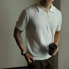 Threebooy New Trend Men Polo Shirt Leisure Vintage High Quality Knit Tops American Style Fashion Breathable Buttoned Short Sleeve Knitwear