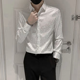 Threebooy Dot Clothing Long Sleeve Shirts and Blouses for Men Floral Printed Man Tops Vintage Korean Style Cool Elegant Comfortable Silk