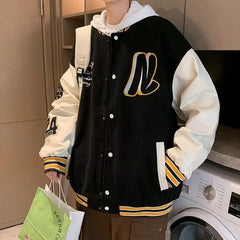 Threebooy Embroidery Baseball Uniform Man Casual Jackets New Autumn Splicing Trendy Jacket Fashion High Street Outerwear Loose Clothes