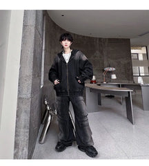 Threebooy Men's Black Denim Hoodie & Jeans Set