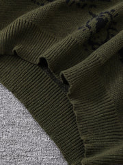Threebooy New Popular Autumn and Winter Abstract Eye Jacquard Pattern Pullover Sweater Casual Round Neck Knitted Men's Pullover